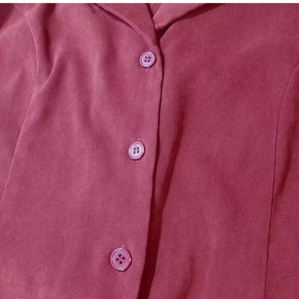 Vtg Tribeca Studio Trench Coat Woman Sz 12 Red Suede Feel Duster Long Jacket